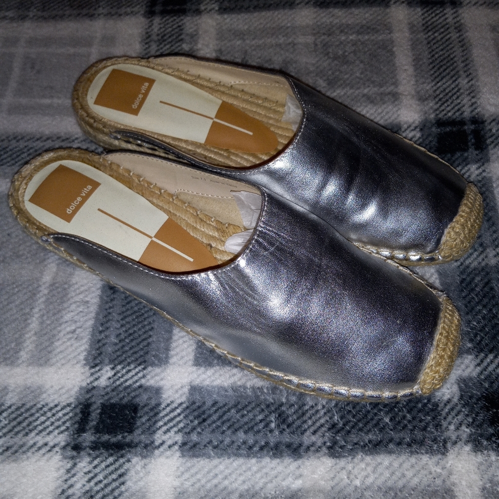 Dolce Vita | Silver Espadrille Mules Womens Size 7.5